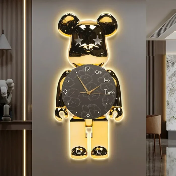 Horloge murale 3D en forme d'ours