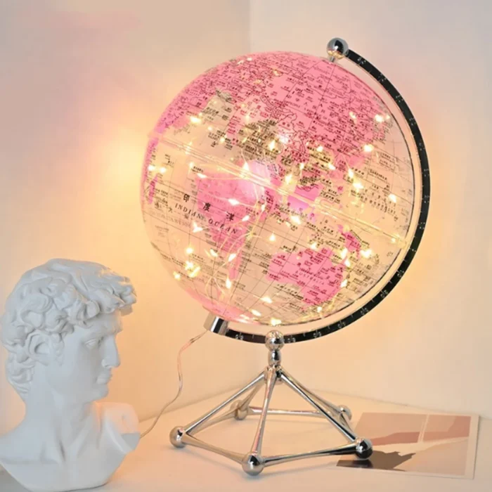 Globe transparent lumineux rose