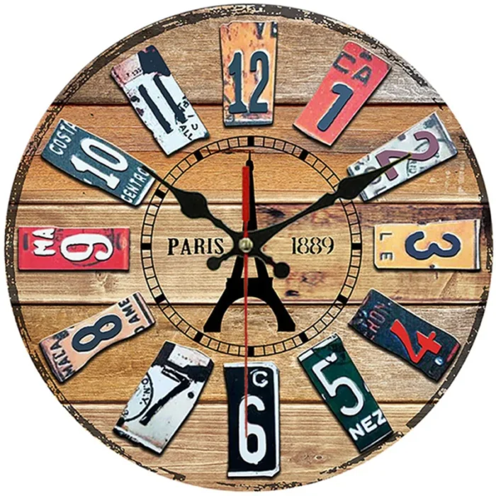 Horloge murale en bois créative européenne ancienne mode