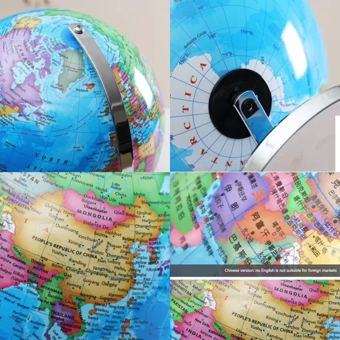 Globe carte du monde en anglais avec lumière LED