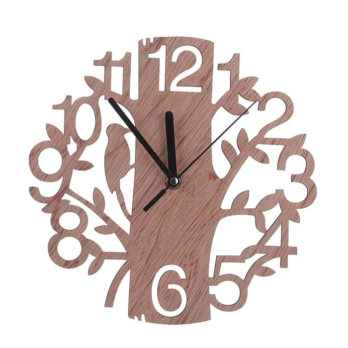 Horloge murale créatif en bois pour salon