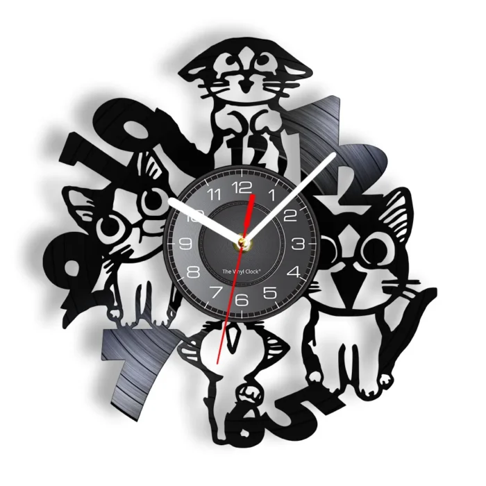 Horloge murale originale chaton noir