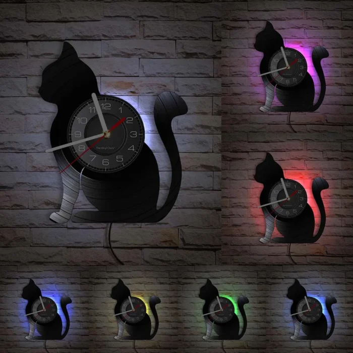 Horloge murale originale chaton noir