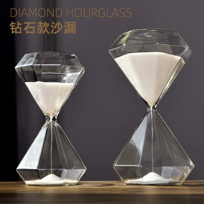 Sablier déco en verre style diamant