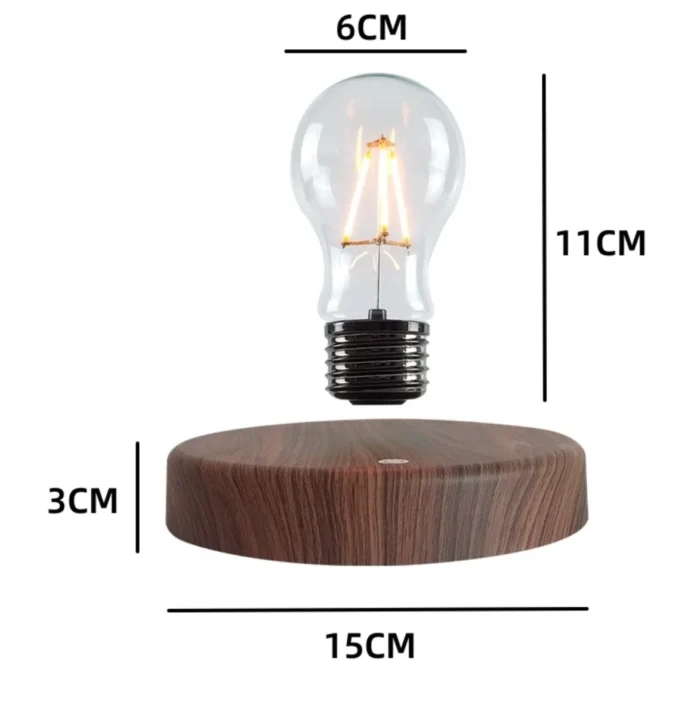 Lampe LED en lévitation avec base en bois